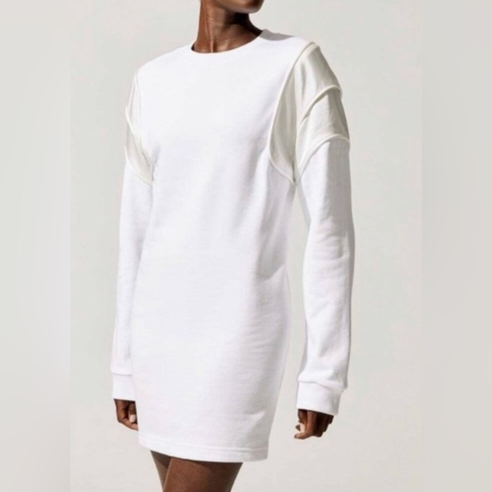 NWT RTA Adelia Dress white with satin shoulders detail - Picture 3 of 8